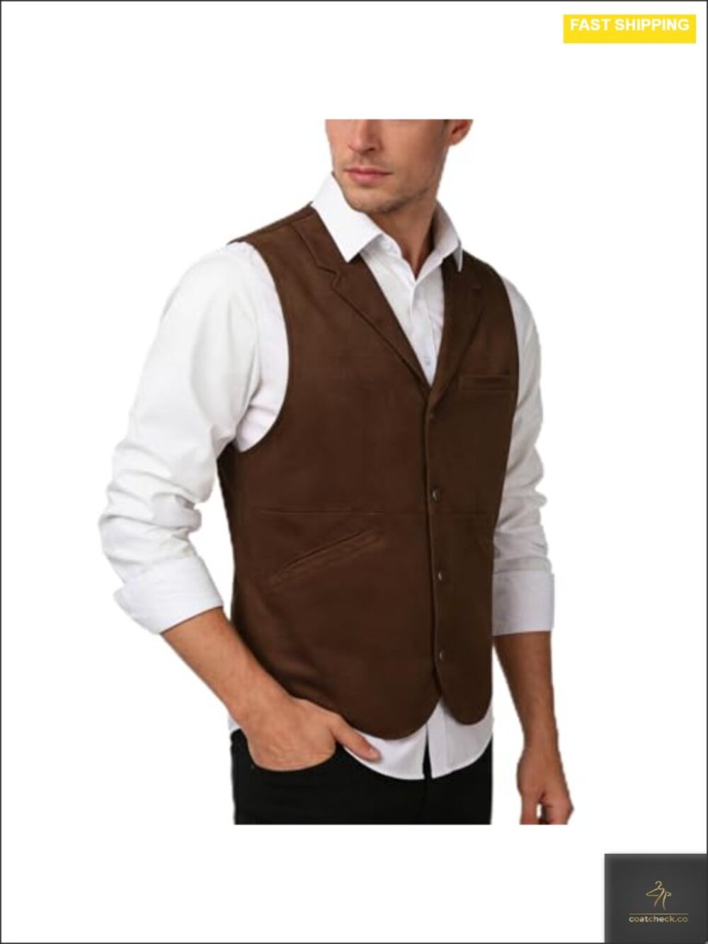 Giftdigger Western Cowboy Suit Vest Faux Suede Men's Sleeveless